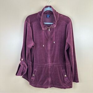 Basic Editions Purple Velour Jacket Roll Tab Sleeves XXL